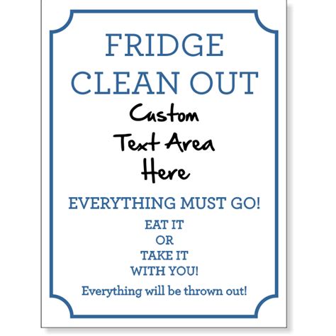 Fridge Clean Out Sign Printable